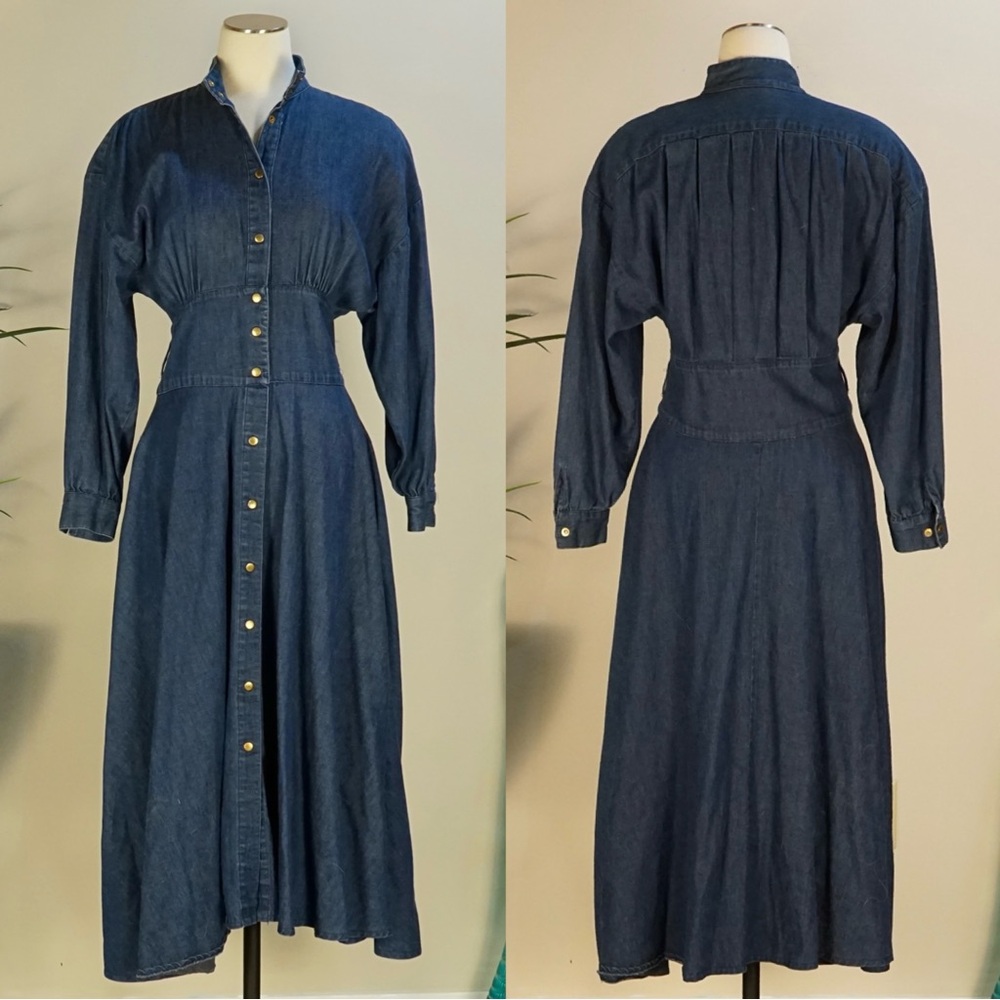 Vintage 70s Choon denim lightweight midi dress western 8 USA